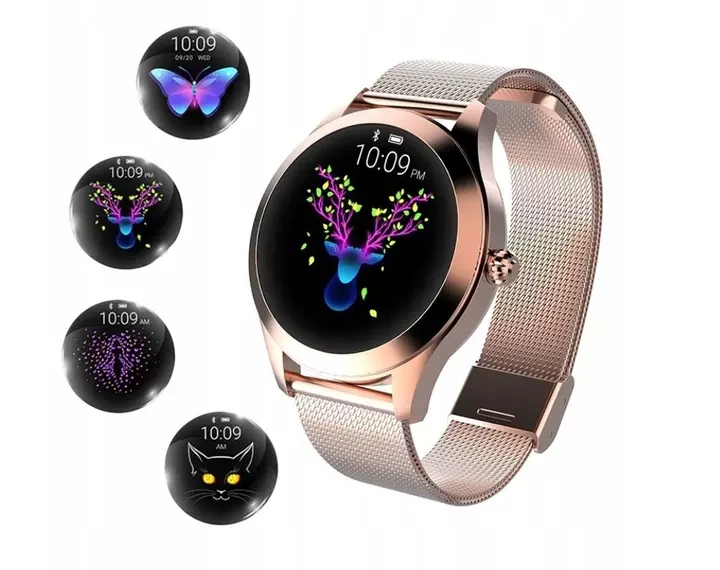 ZEGAREK DAMSKI SMARTWATCH ZŁOTY PULSOMETR KW10