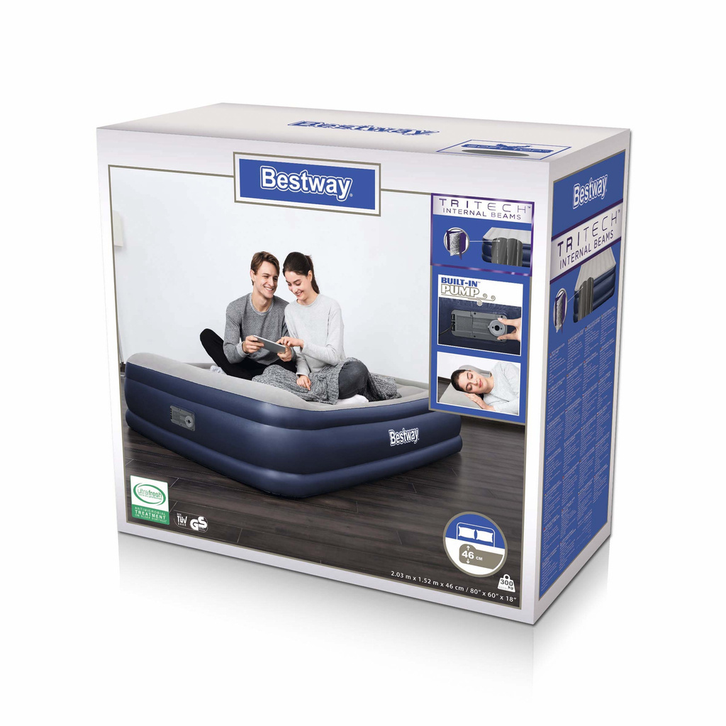 MATERAC DMUCHANY Z POMPKĄ 203x152x46 BESTWAY 67630
