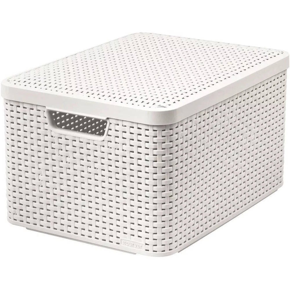 KOSZYK RATTAN L z pokrywą - BEŻOWY