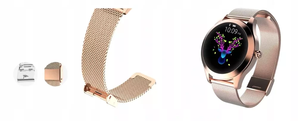 ZEGAREK DAMSKI SMARTWATCH ZŁOTY PULSOMETR KW10