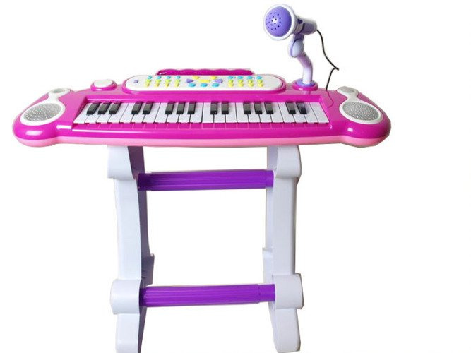 PIANINO KEYBOARD + KRZESEŁKO RÓŻOWE