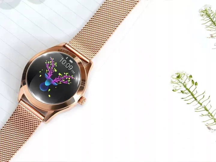 ZEGAREK DAMSKI SMARTWATCH ZŁOTY PULSOMETR KW10