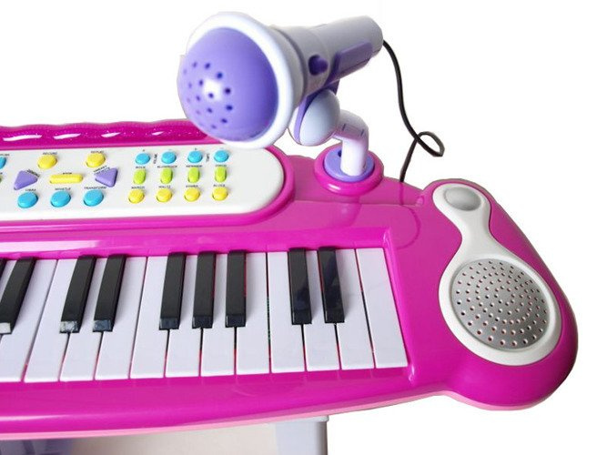 PIANINO KEYBOARD + KRZESEŁKO RÓŻOWE