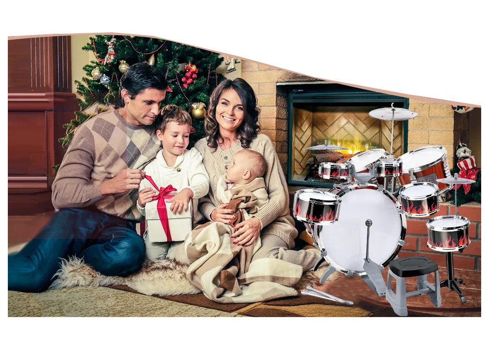 PERKUSJA 6 bębnów, 2 talerze