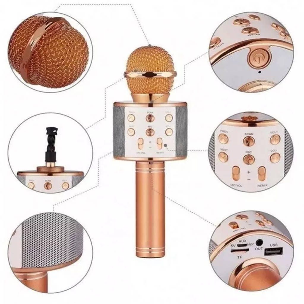 Mikrofon KARAOKE WS858 MIEDZIANY