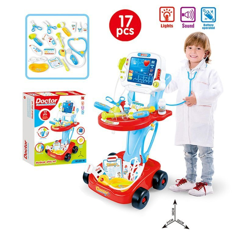 WÓZEK lekarski zestaw MAŁY doktor Efekty akcesoria