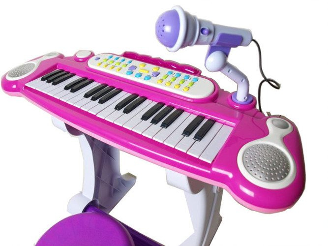 PIANINO KEYBOARD + KRZESEŁKO RÓŻOWE