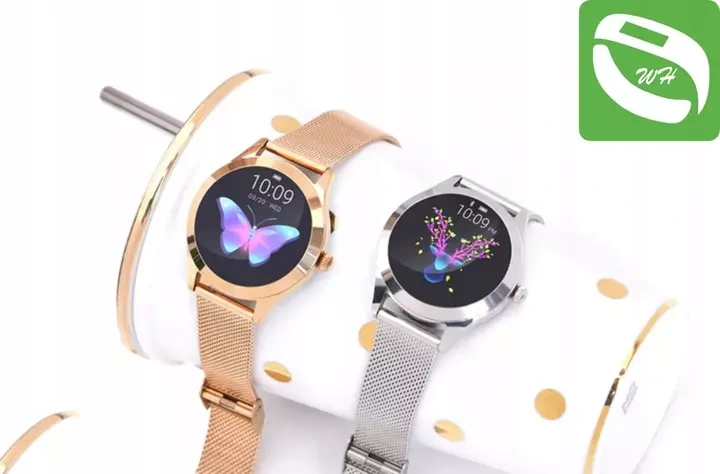 ZEGAREK DAMSKI SMARTWATCH ZŁOTY PULSOMETR KW10