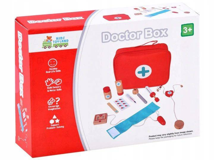 Zestaw MAŁY LEKARZ drewniane akcesoria Doktor Box