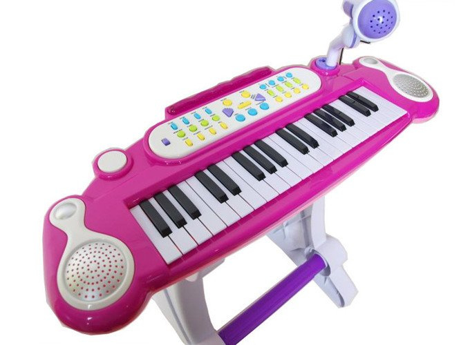 PIANINO KEYBOARD + KRZESEŁKO RÓŻOWE