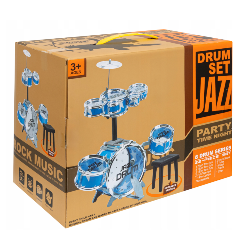 PERKUSJA 8 bębnów, talerz