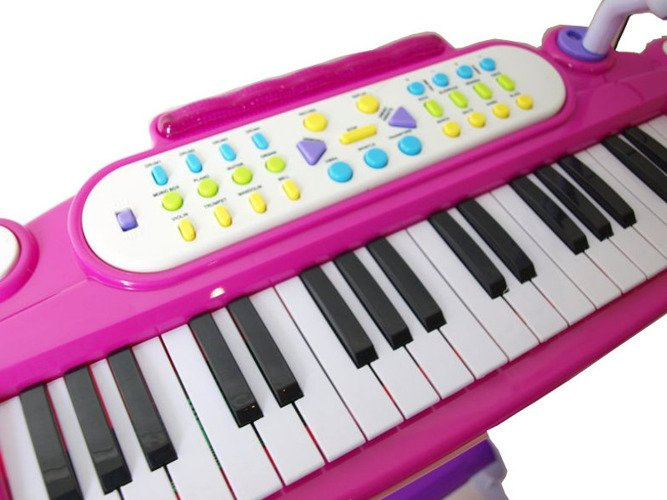 PIANINO KEYBOARD + KRZESEŁKO RÓŻOWE