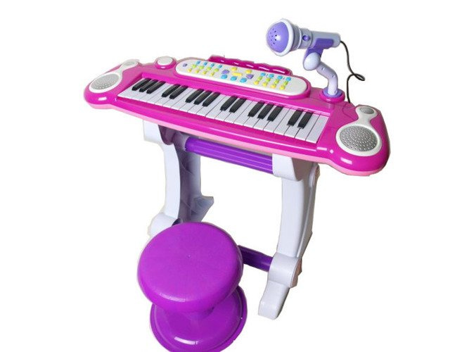 PIANINO KEYBOARD + KRZESEŁKO RÓŻOWE