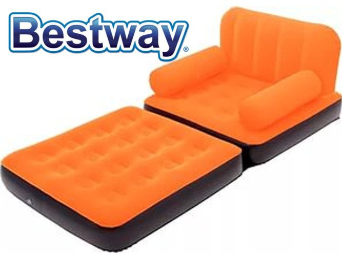 DMUCHANY MATERAC FOTEL 2w1 WELUR ŁÓŻKO SOFA 67277