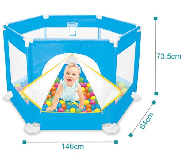 Duży KOJEC dla dziecka SKŁADANY 146cm 50 PIŁEK