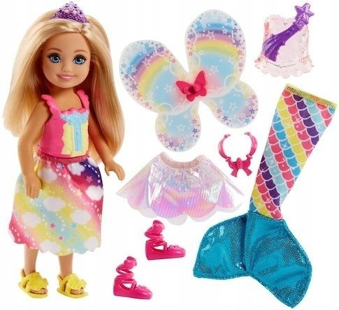 LALKA BARBIE CHELSEA BAŚNIOWA PRZEMIANA SYRENKA / WRÓŻKA / KSIĘŻNICZKA
