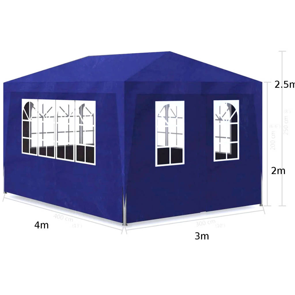 Pawilon PE 3x4 z 4 ściankami niebieski