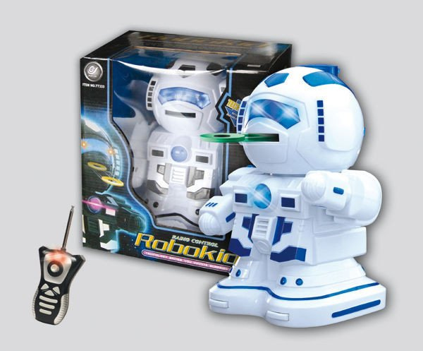 ROBOT ROBOKID POLICJA na PILOTA STRZELA KRĄŻKAMI 