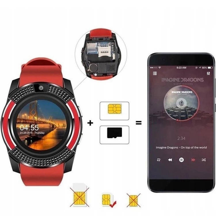 SMARTWATCH ZEGAREK KAMERA MIKROFON GŁOŚNIK V8 SIM